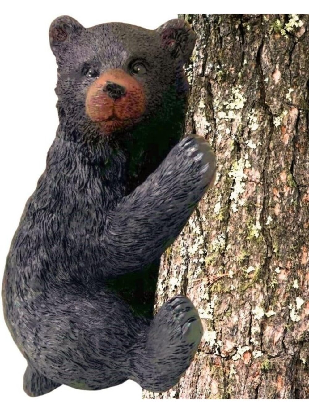 Realistic Black Bear Cub Ornament - Tree-Mounted Polyresin Garden Decor
